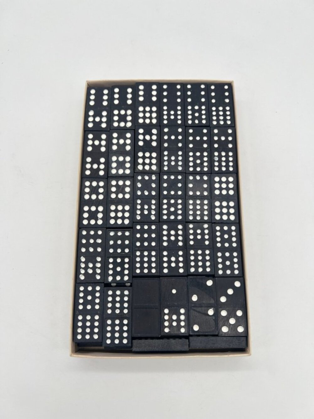 Vintage Wood Dragon Back Double Twelve Domino Set with Box